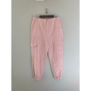 AVEC LES FILLES ANTHROPOLOGIE Pink High Waisted Cotton/Lyocell Cargo Pants NWT